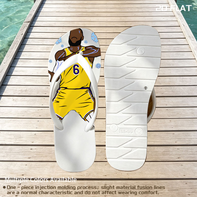 LeBron James in Lakers Jersey Dabbing with Snowflakes -  flip-flops