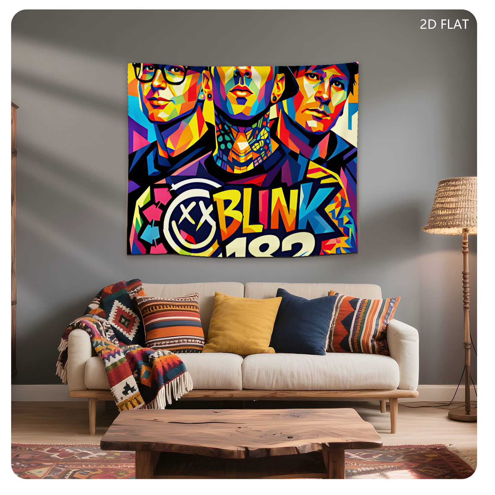 Blink-182 Band Members in Vibrant Pop Art Style - Tapestry