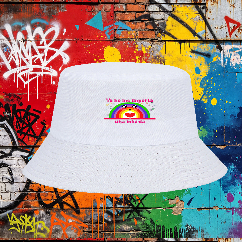 Unisex Classic Bucket Hat with Rainbow Face and 