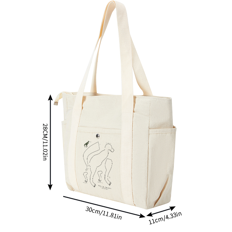 Multi Pocket Bag Beige with Dinosaur Silhouette Print and Text Design – Lightweight Everyday Organizer for Outdoor Adventures, Travel, and Urban Lifestyle – Ideal for Students, Professionals, and Nature Enthusiasts