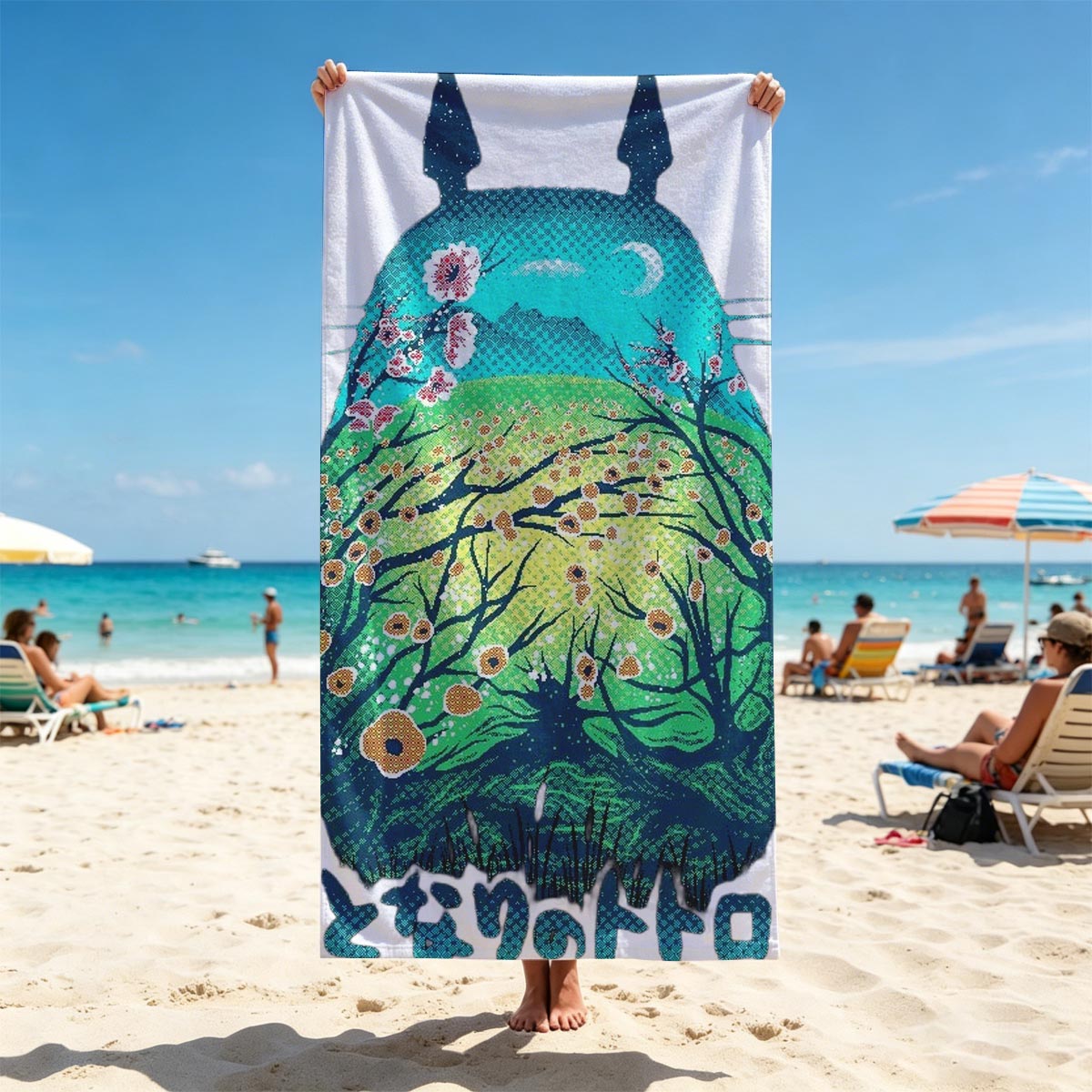 Totoro Landscape Art - Beach towels