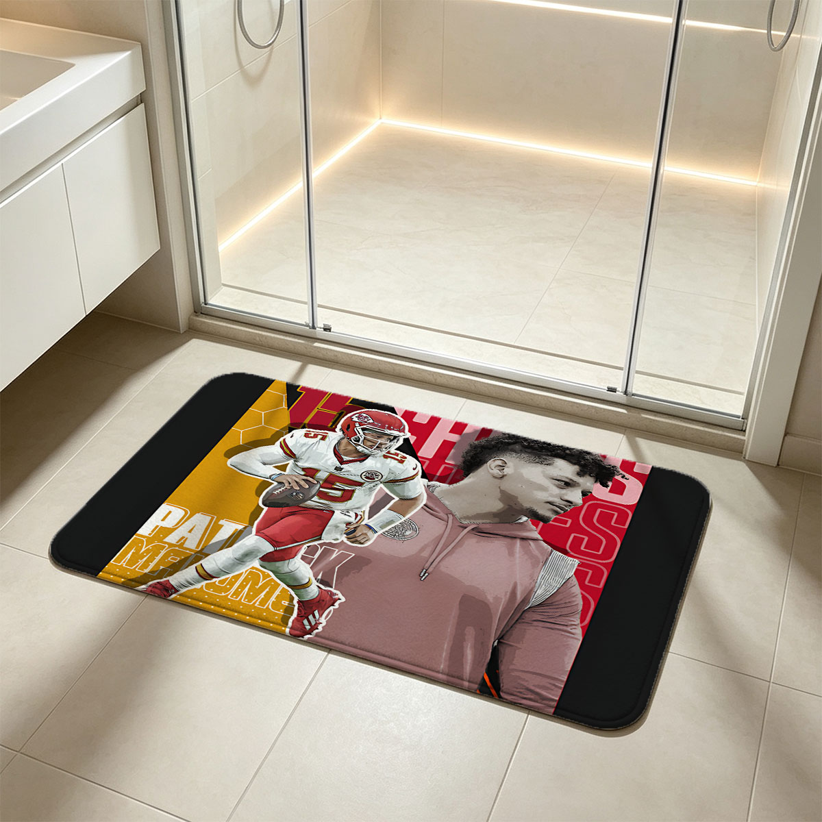 Patrick Mahomes: Kansas City Chiefs QB in Action and Casual Portrait - Flannel floor mat