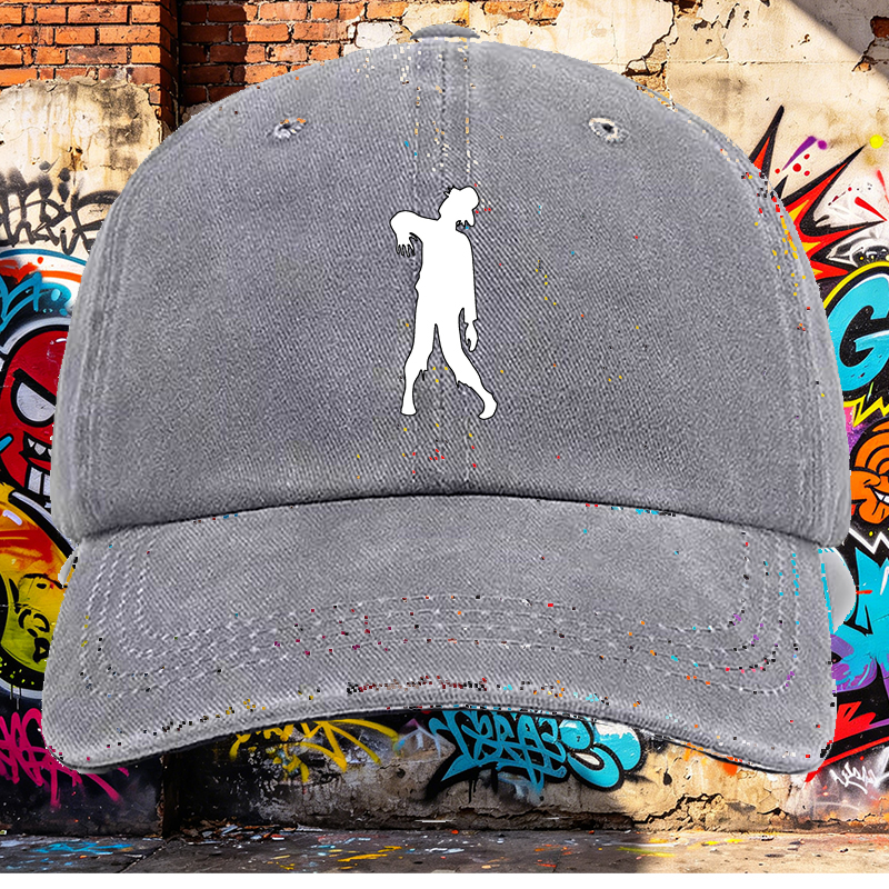 Men's Printed Washed Cotton Cap with Silhouette Design - Casual Round Brim Summer Lightweight Hat for Outdoor Activities, Urban Streetwear, and Daily Wear - Ideal for Adults Seeking Fashionable and Comfortable Headwear