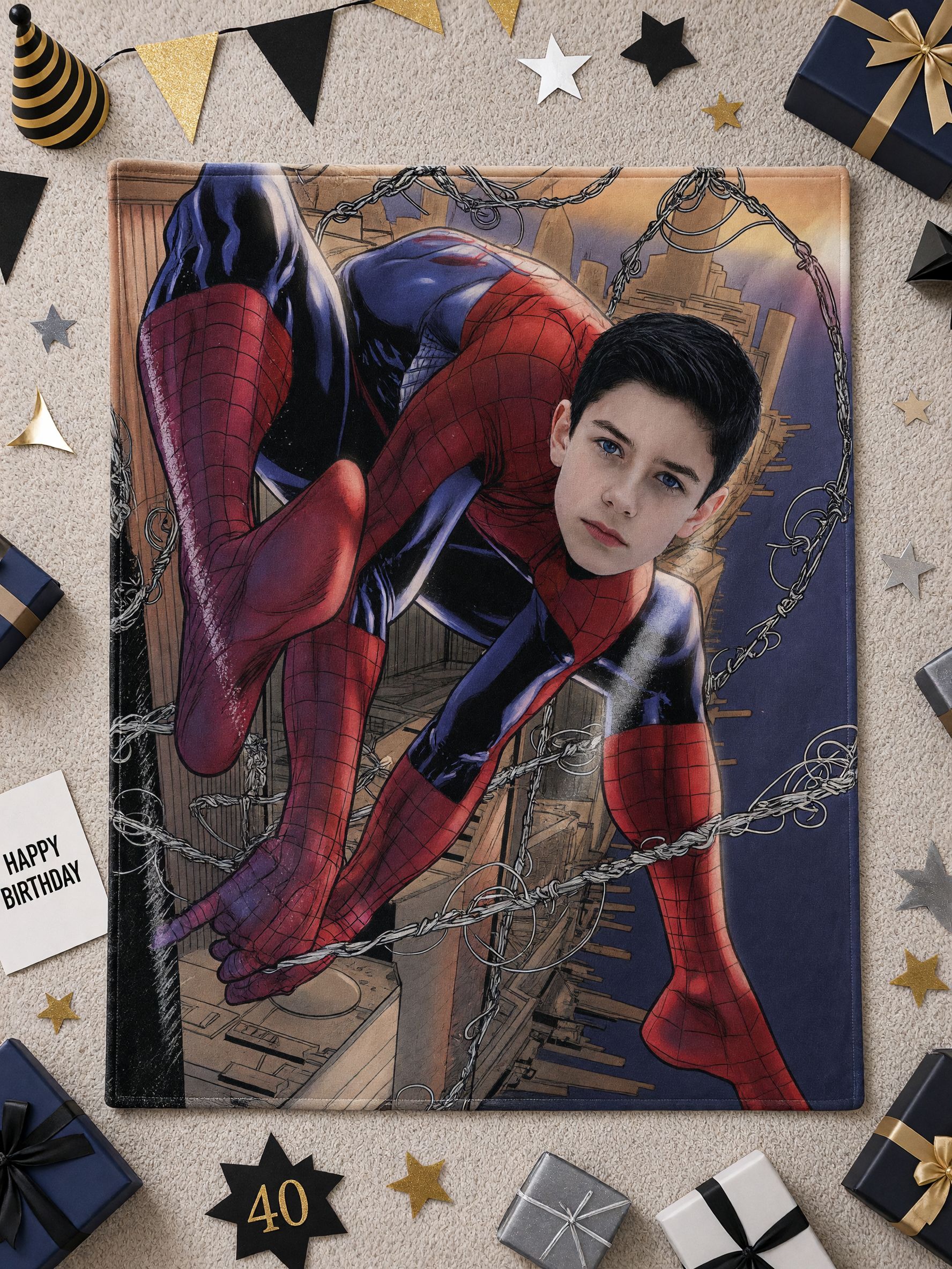 Custom Face Blanket Personalized Comic Hero Avatar Flannel Throw Ultra-Soft Skin-Friendly Cozy Gift for Kids and Friends