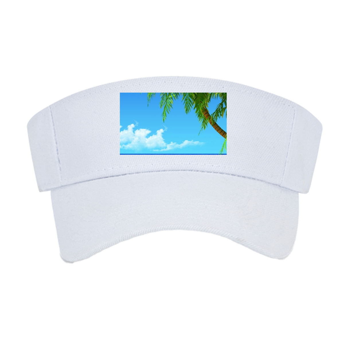 Tropical Beach with Palm Tree and Clear Blue Sky -  Visor cap