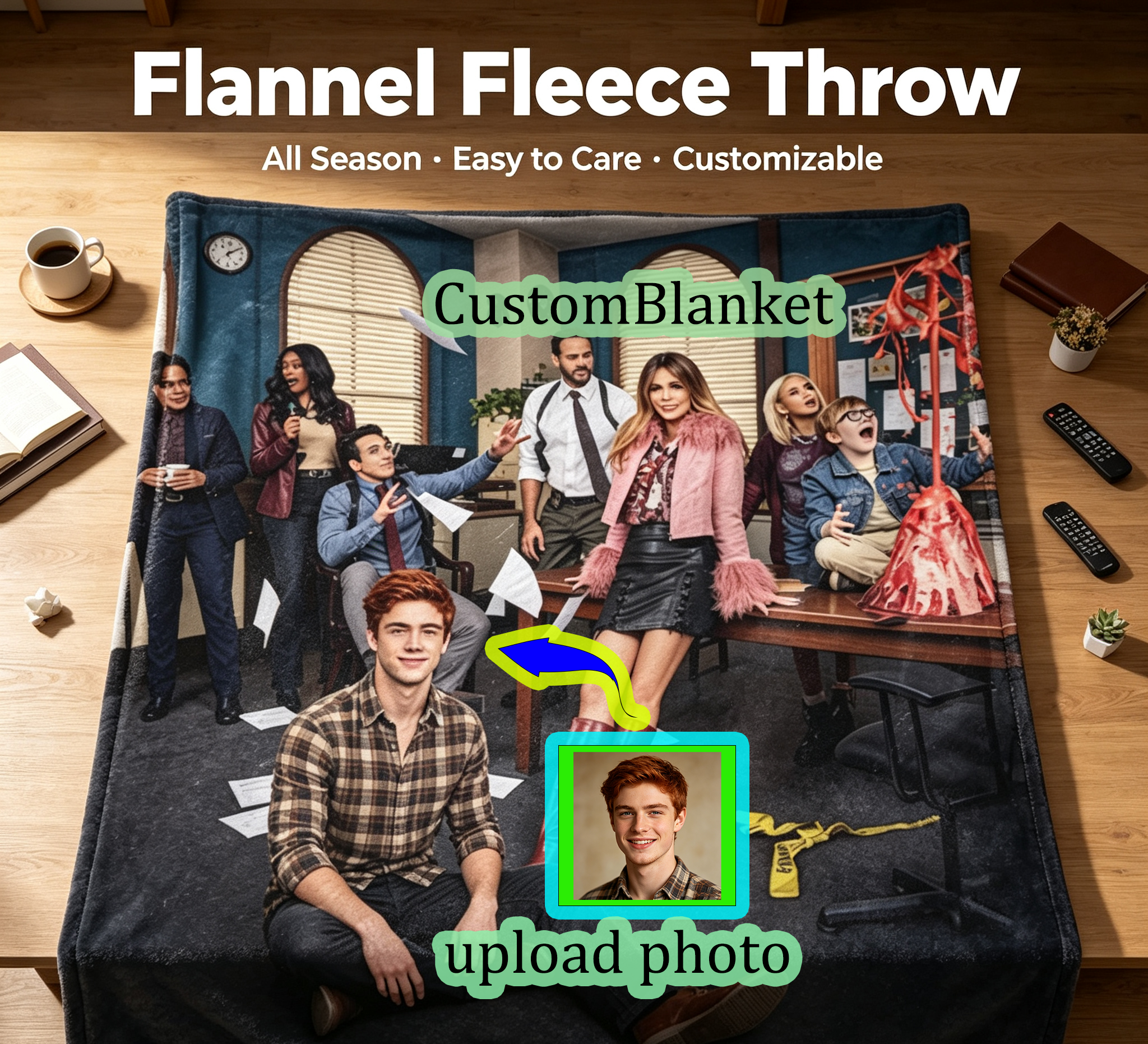 Custom Face Blanket High Potential Season One Flannel Blanket Perfect for Fans of the TV Show Ideal Gift or Giveaway for Teen Drama Lovers