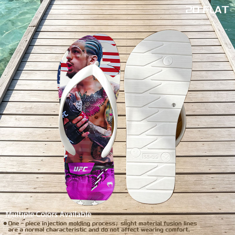 Sean O'Malley in UFC Gear with American Flag Design Background -  flip-flops