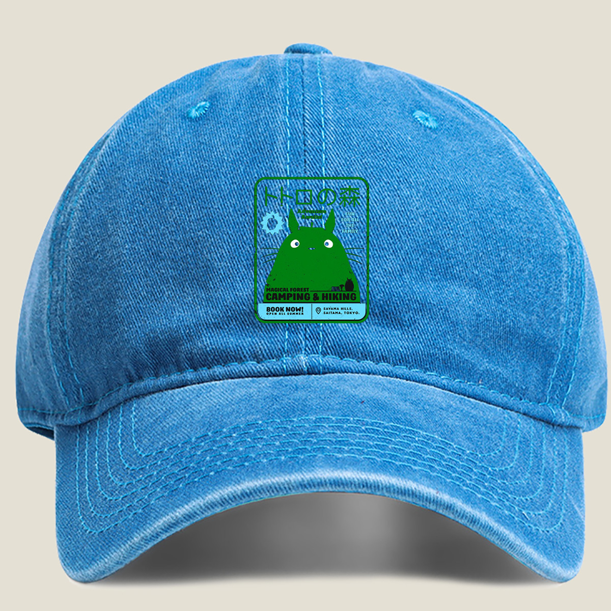 Totoro Forest Adventure: Camping & Hiking in Sayama Hills - Washed Denim - Baseball Cap