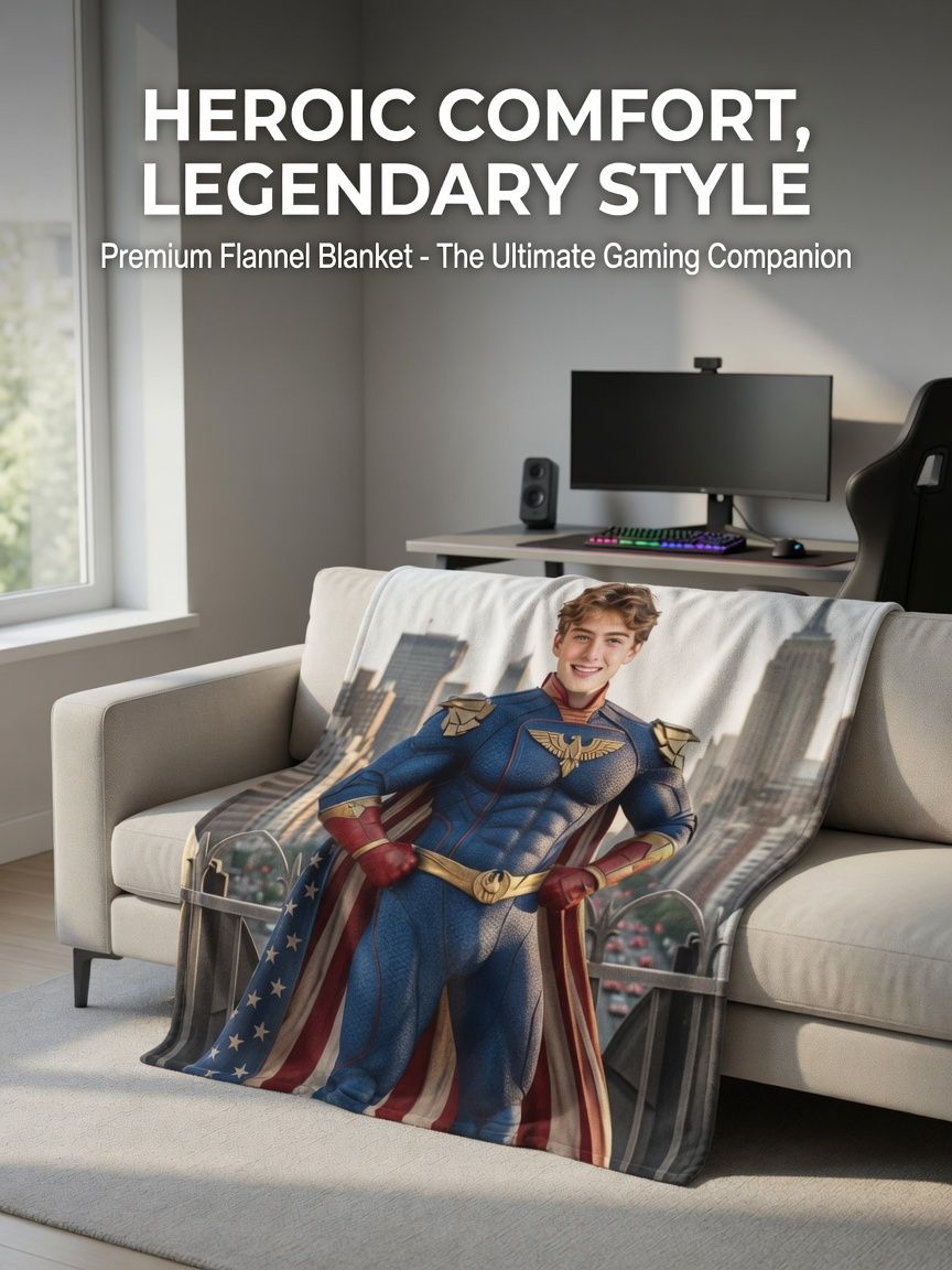 Custom Face Photo Superhero Blanket, Personalized Portrait Flannel Fleece Throw for Bed Couch, Unique Cozy Gift