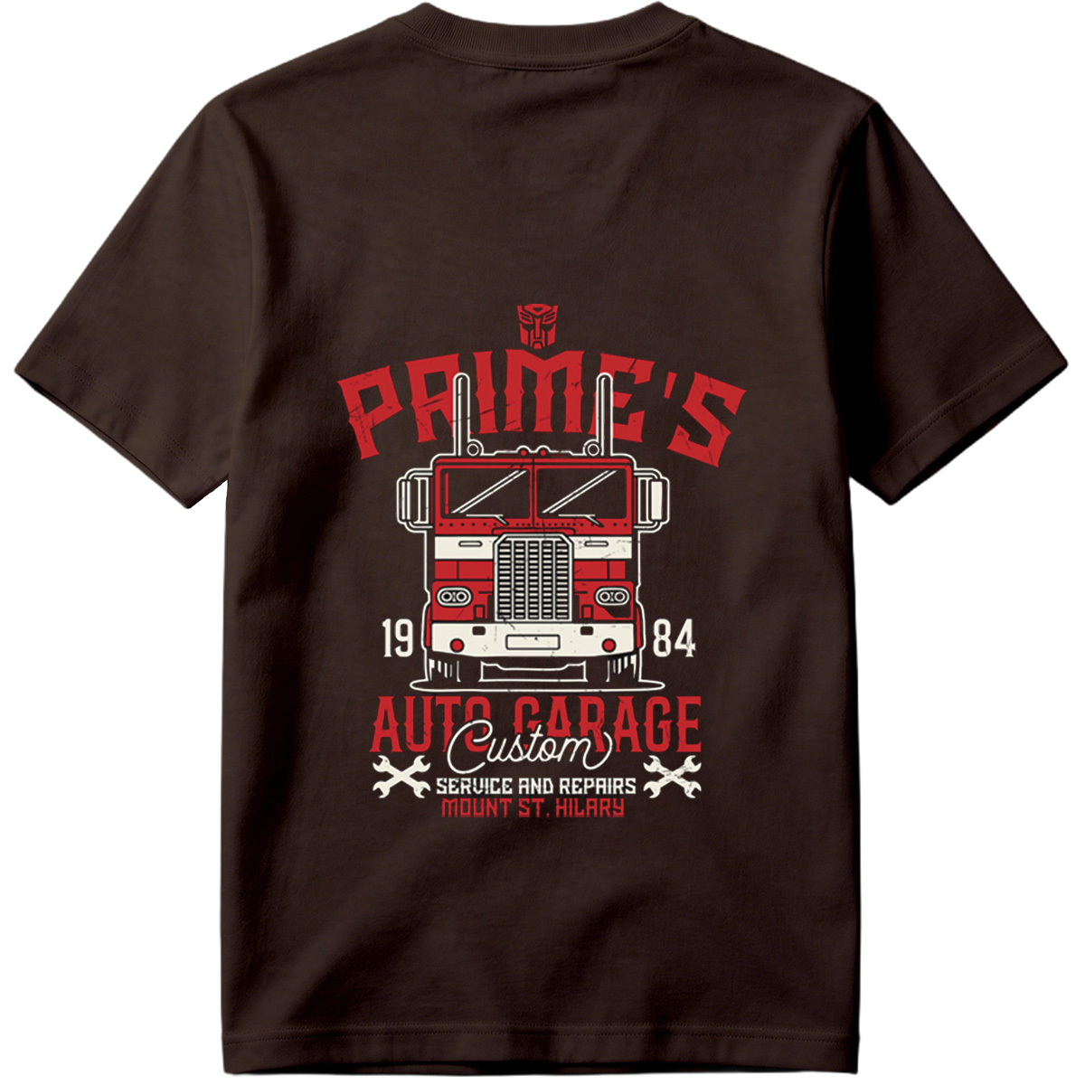 Transformers Optimus Prime Auto Garage T-Shirt Design - Tee