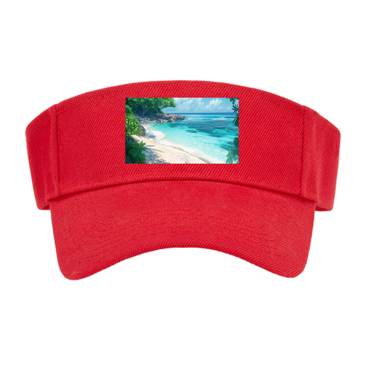 Tropical Beach with Crystal Clear Water and Lush Greenery -  Visor cap
