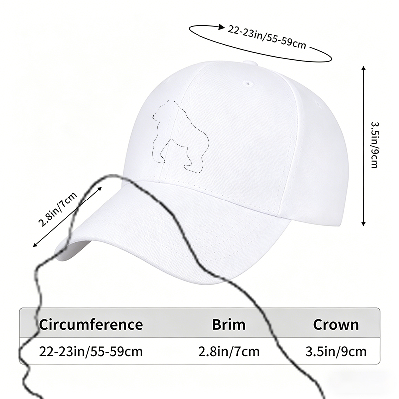 Unisex Classic Baseball Cap with Gorilla Silhouette Print - Stylish Outdoor Hat for Men and Women, Perfect for Casual Wear, Hiking, and Daily Activities