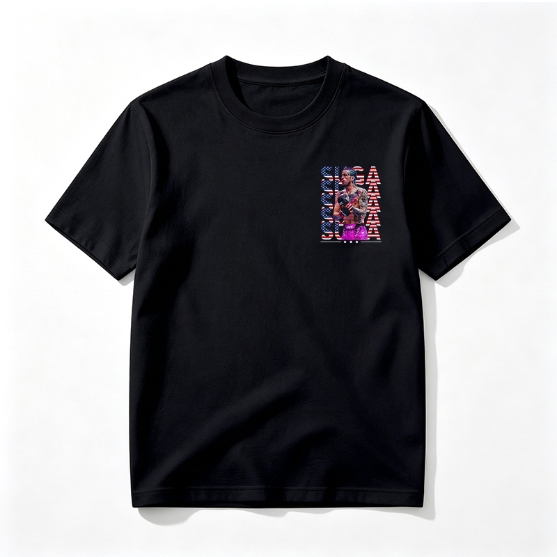 Sean O'Malley UFC Fighter with American Flag Background - Tee