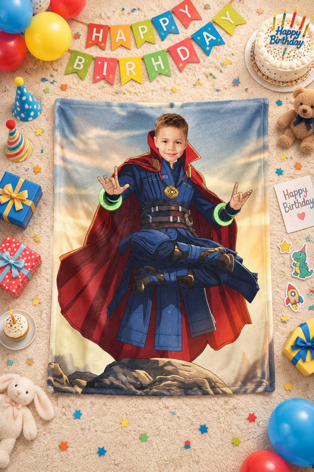 Personalized Superhero Photo Custom Flannel Blanket Ultra Soft Anti-Pilling Cozy Throw for Bed Couch and Travel