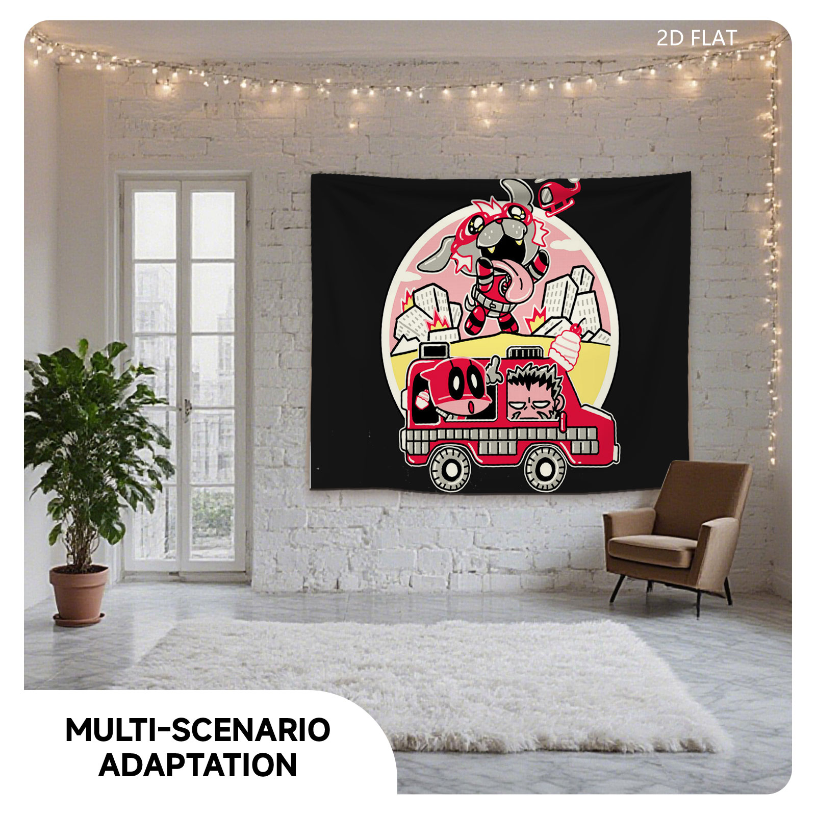 Teen Titans Go! Fire Truck Chaos with Beast Boy and Cyborg - Tapestry