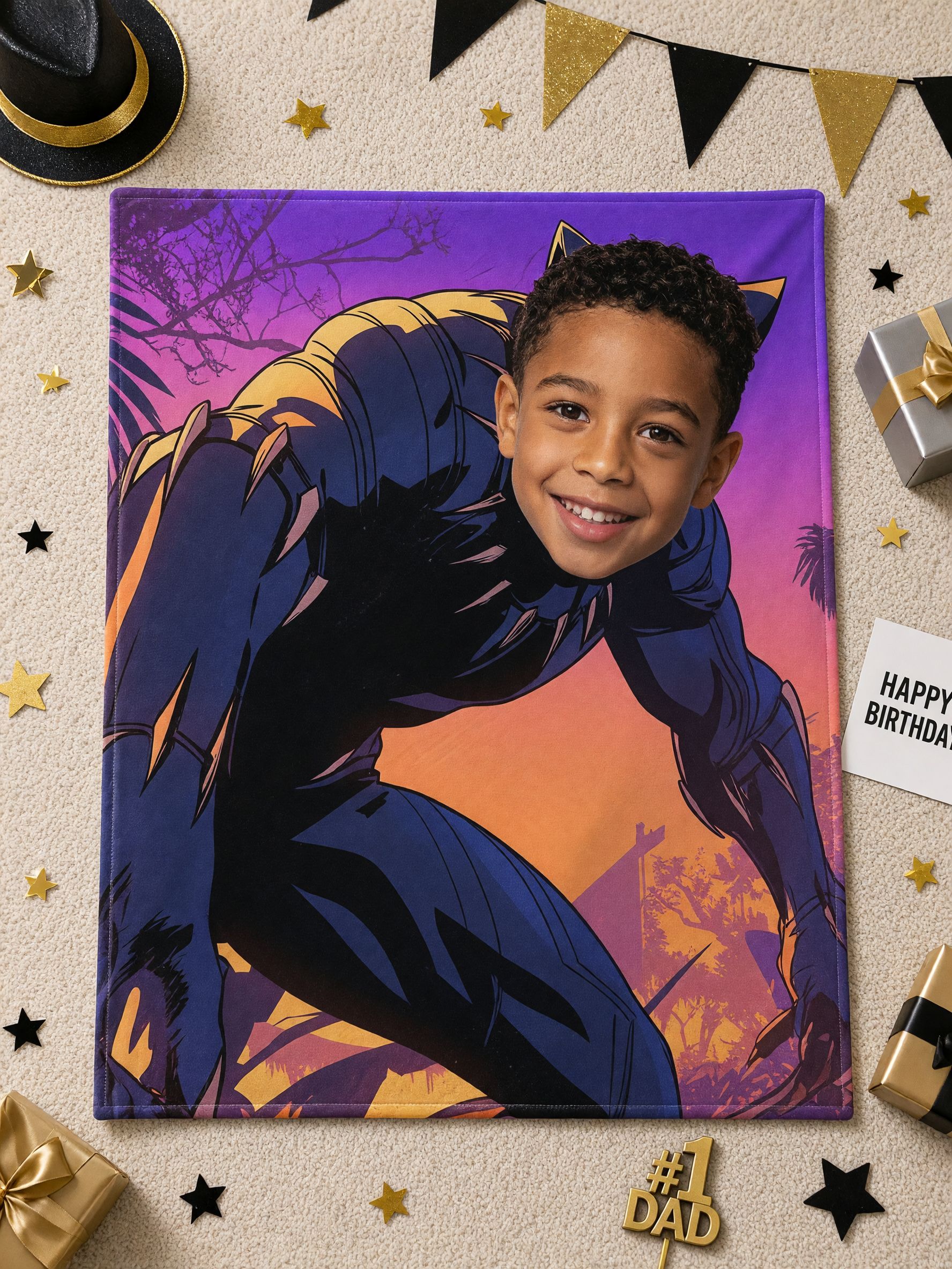 Custom Photo Superhero Flannel Fleece Blanket Ultra Soft Personalized Face Throw Bed Sofa Ideal Cozy Gift