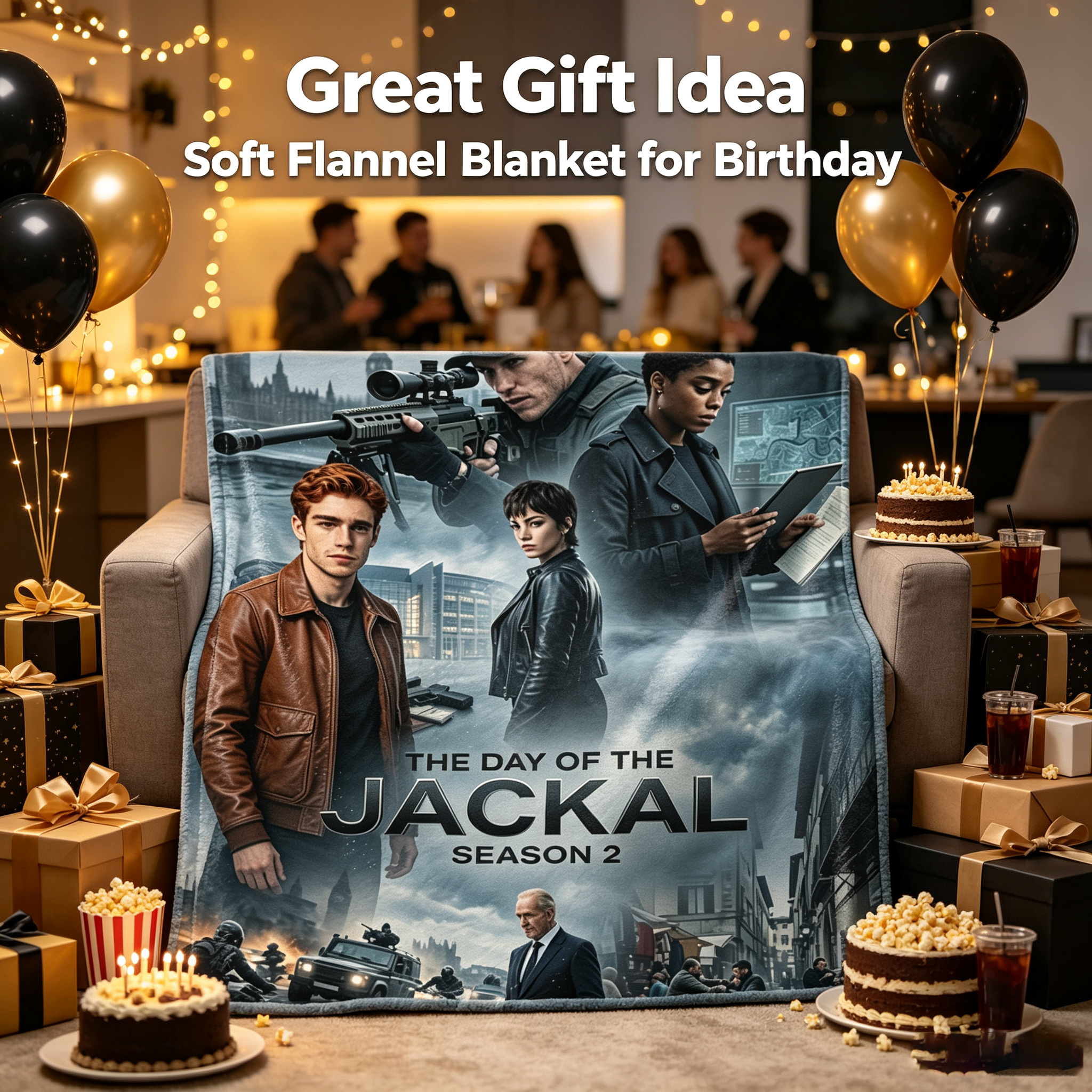 Custom Face Blanket The Day of the Jackal Season 2 Flannel Blanket Perfect for Fans of Action Thriller Series Cozy Home Decor Gift or Giveaway