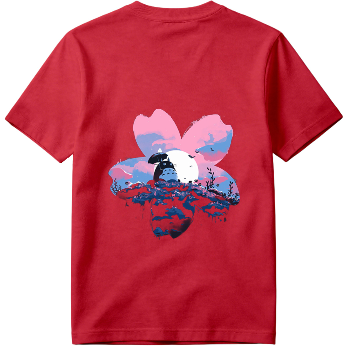 Totoro Under Cherry Blossom Moon - Tee