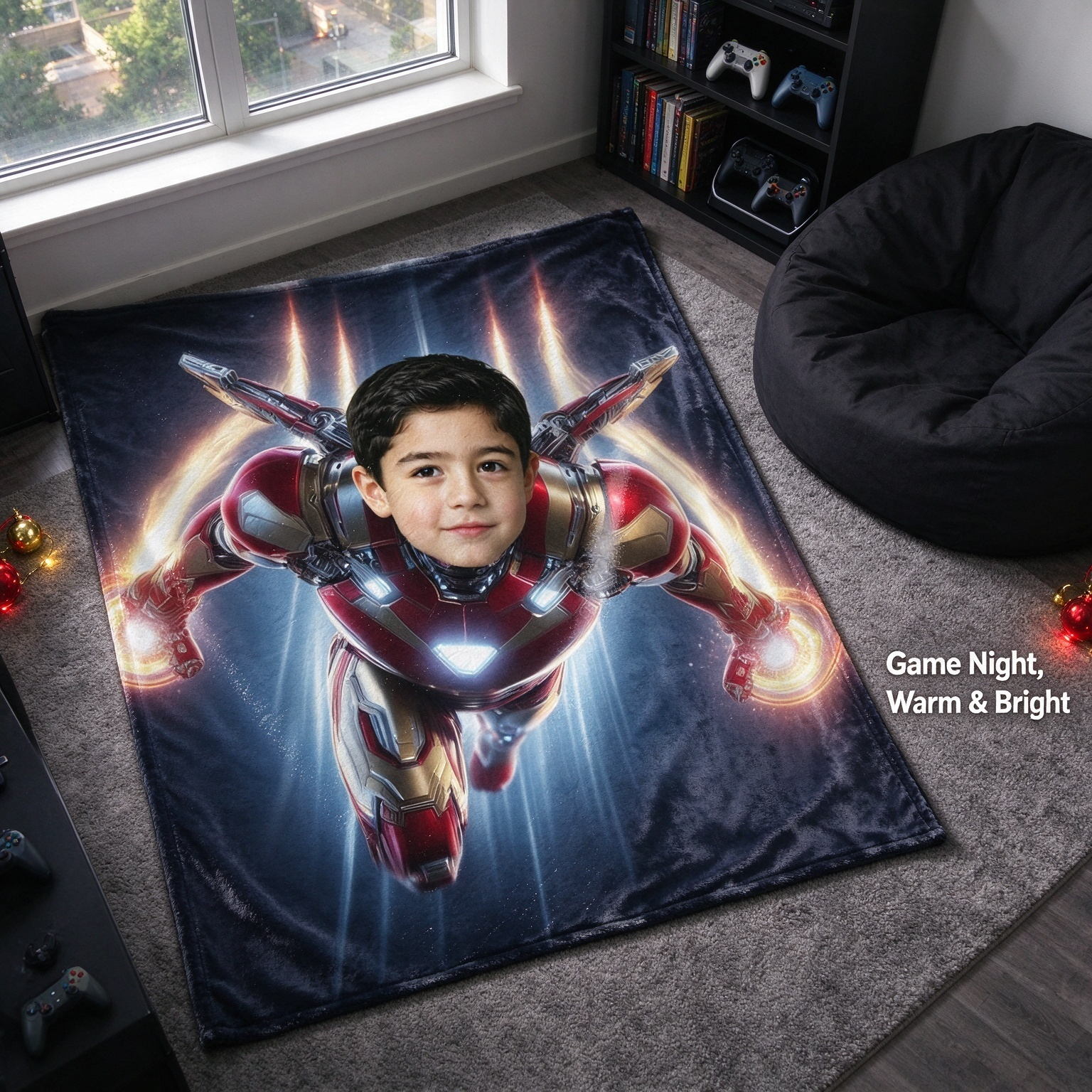 Custom Face Superhero Blanket Personalized Photo Flannel Throw Soft Cozy Fleece Blanket Ideal Gift for Kids Boys