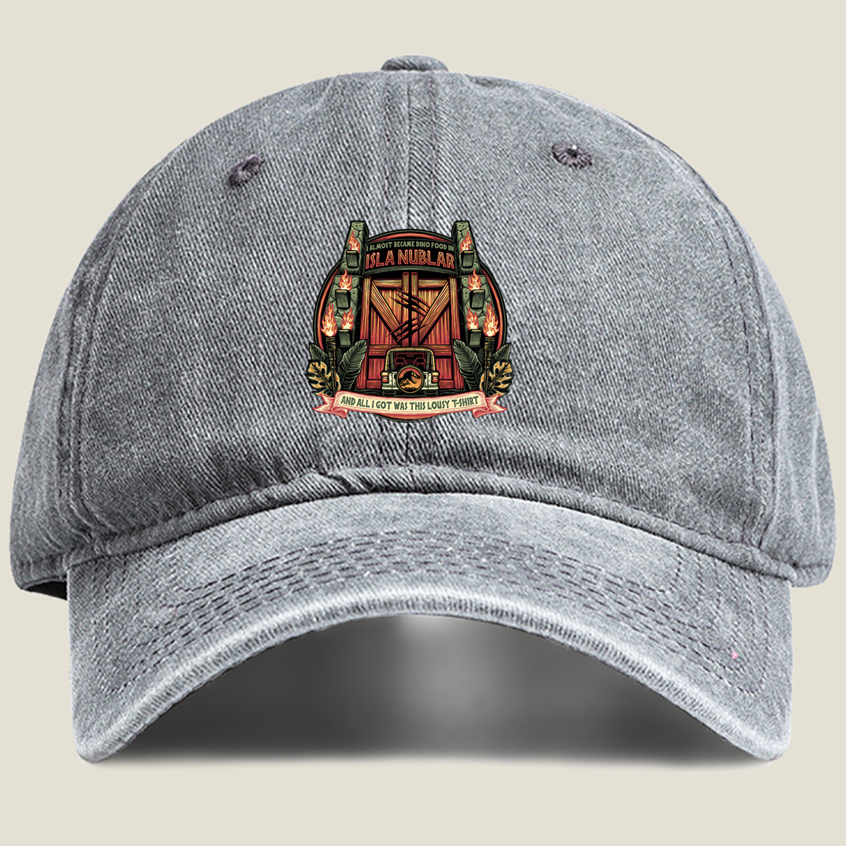 Jurassic Park: Isla Nublar Adventure T-Shirt - Washed Denim - Baseball Cap