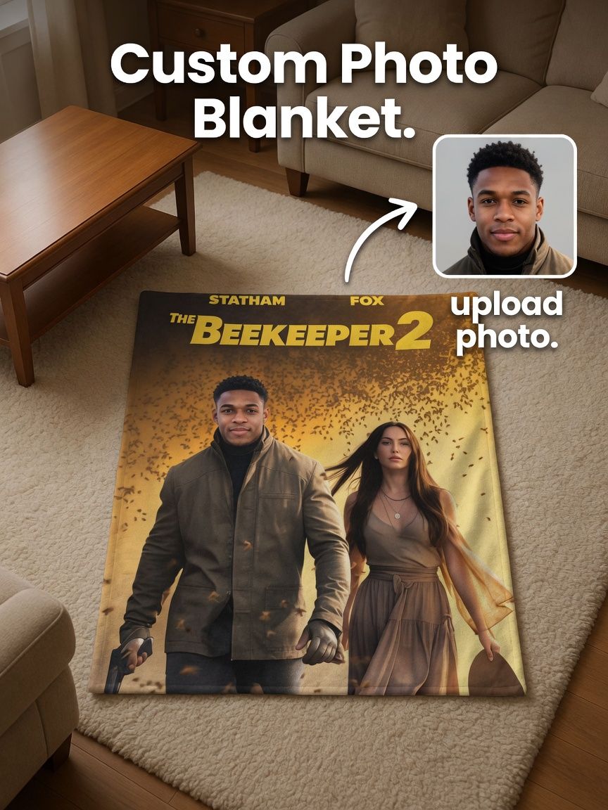 Custom Photo Flannel Blanket Personalized Face Portrait Throw Soft Lightweight Anti-Pilling Cozy Bed Couch Gift