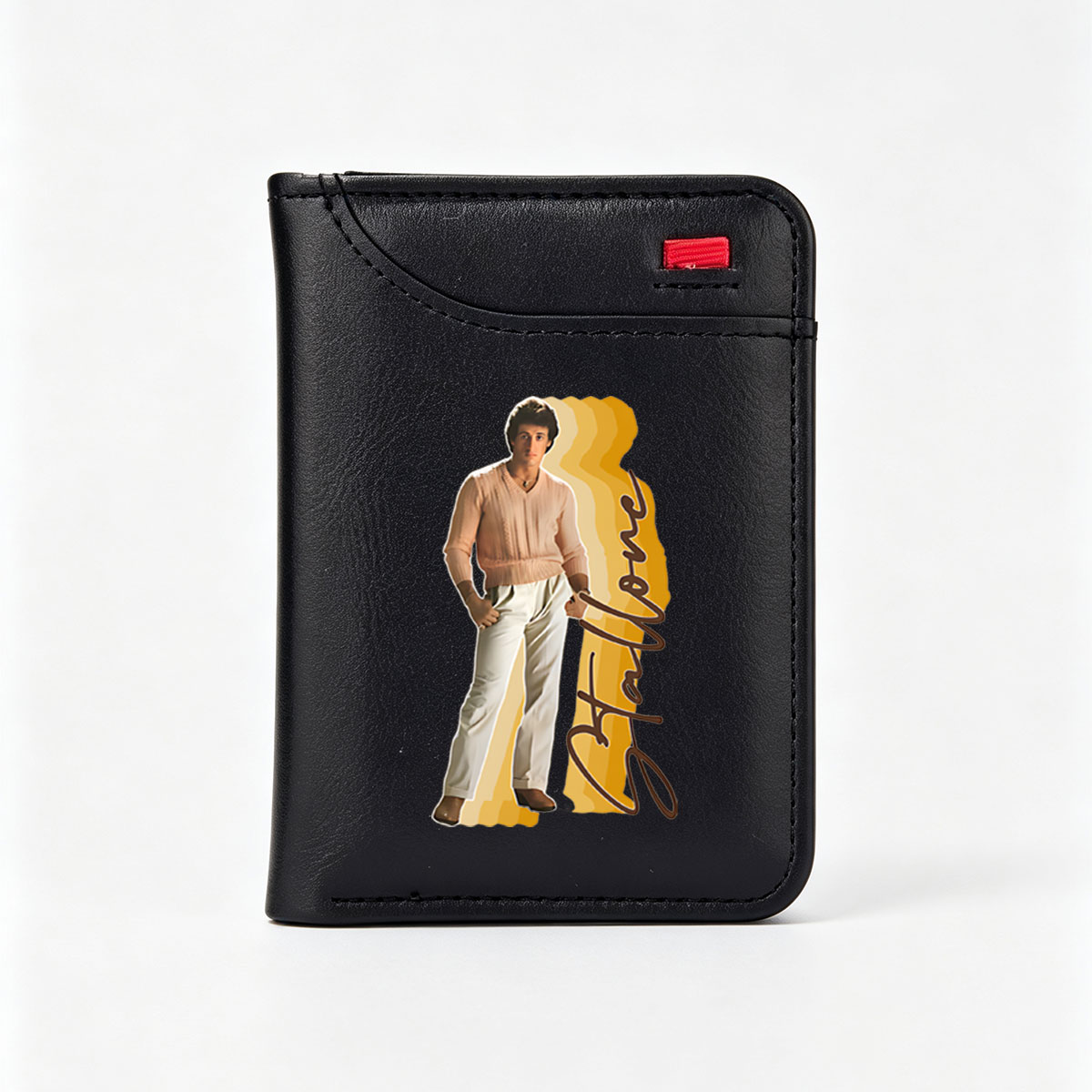 John Travolta in a Pink Sweater and White Pants, Signature Style - Vertical Style Wallet