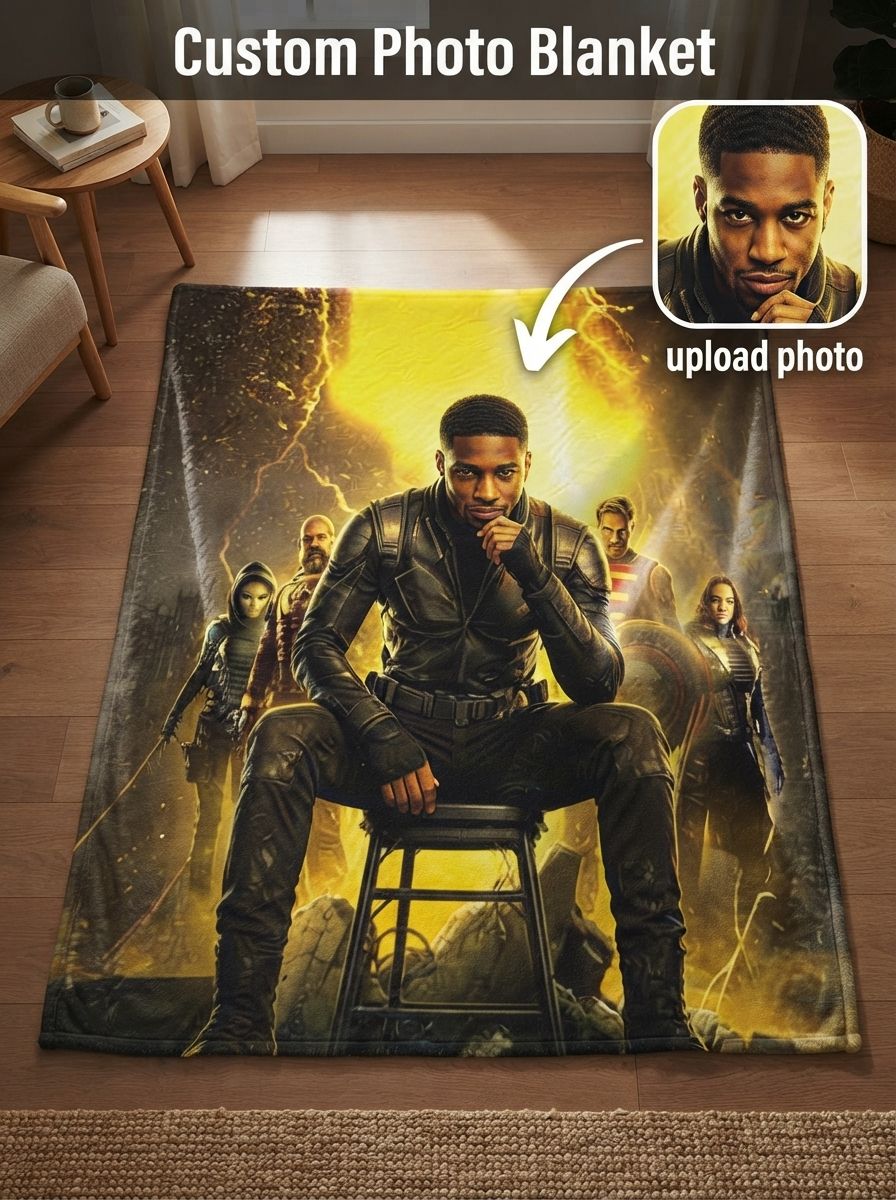 Custom Face Photo Blanket Personalized Superhero Graphic Ultra Soft Flannel Throw Cozy Skin Friendly Warm Bed Couch