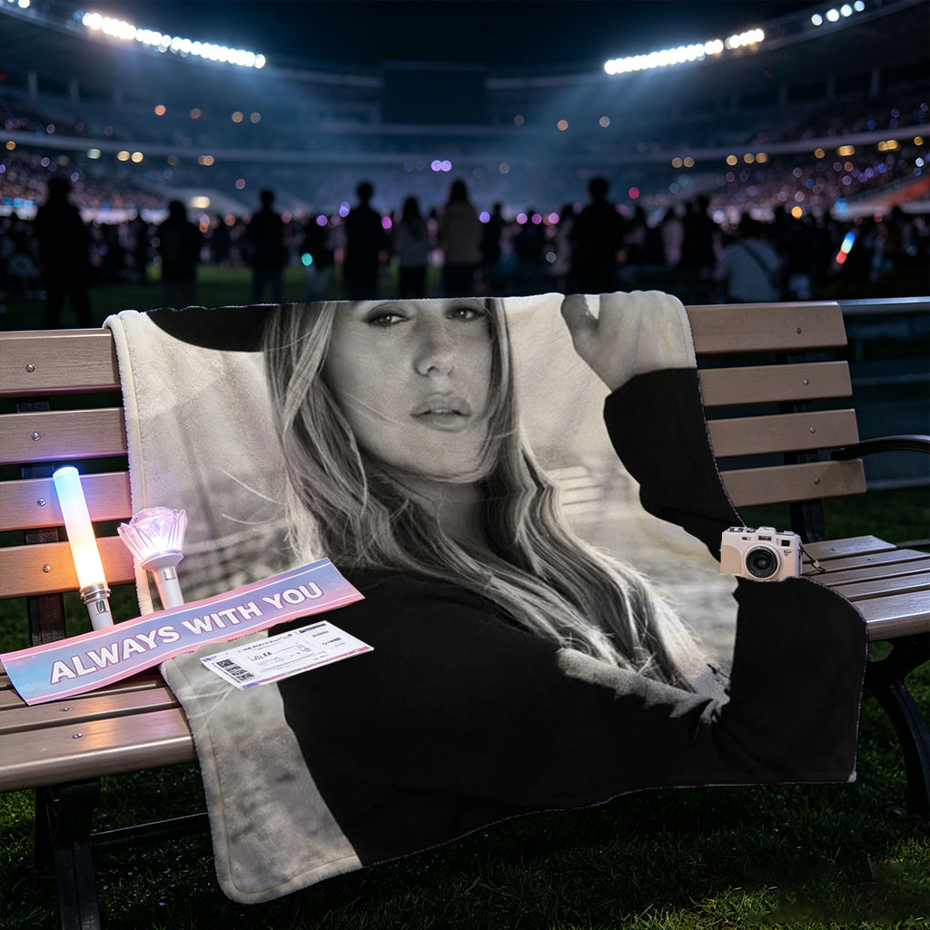 Maren Morris in Cowboy Hat Outdoors Black and White Portrait - Blankets