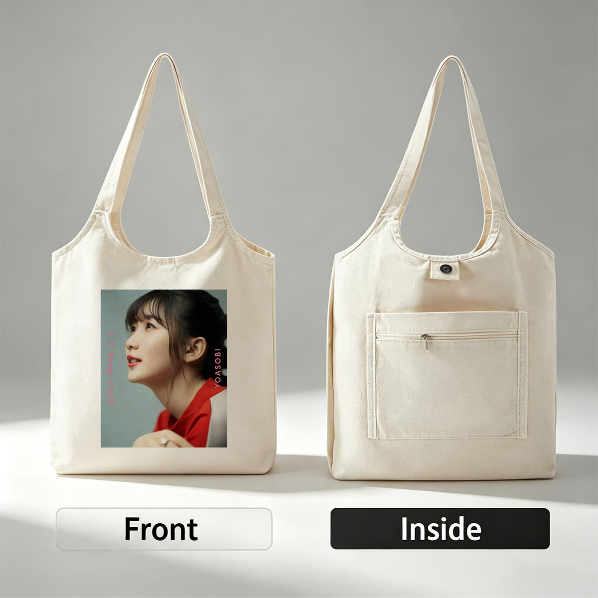 YOASOBI in a Serene Moment with Soft Lighting and Red Outfit - Canvas shoulder bags/