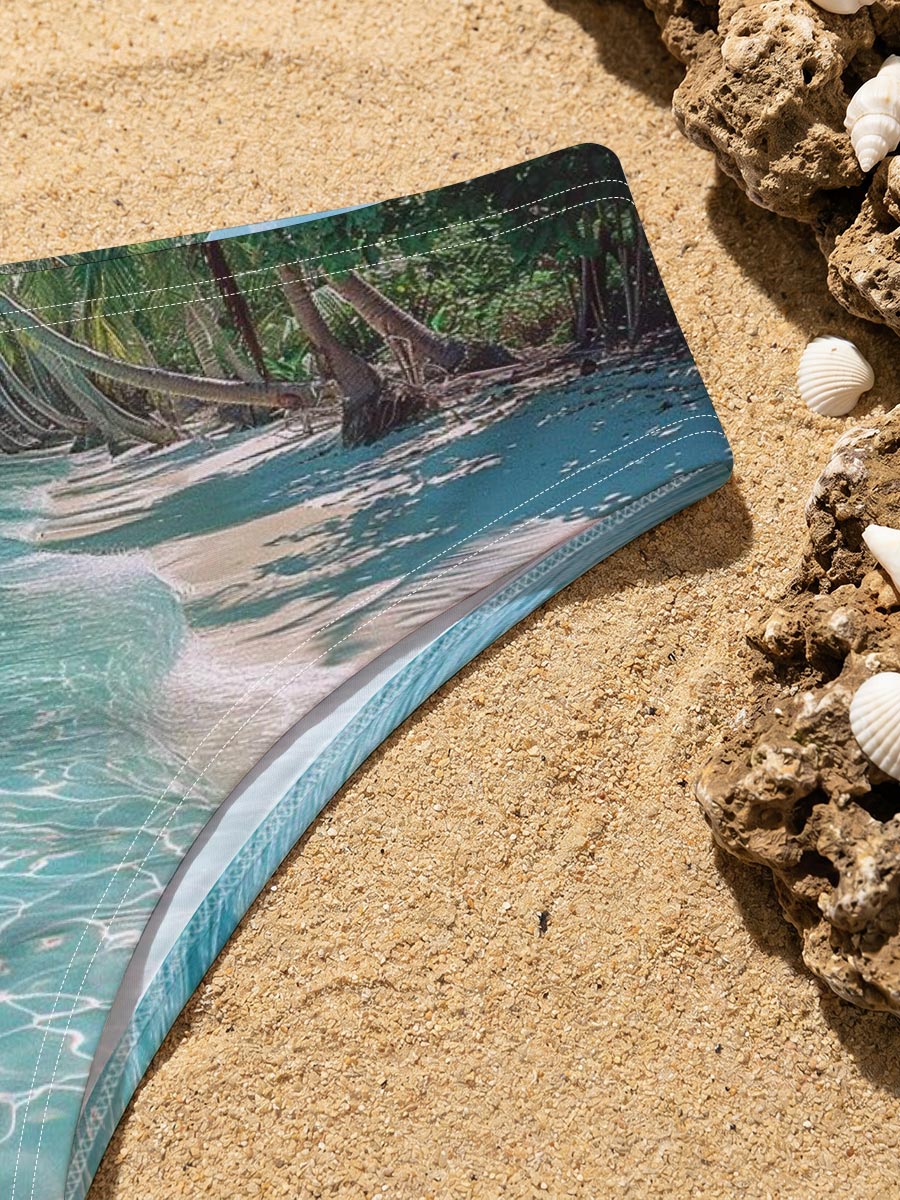 Crystal Clear Waters and Palm Trees on a Tropical Beach -  Men's swim trunks