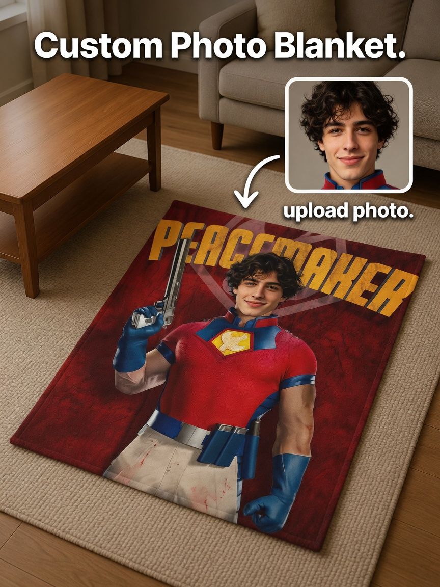Custom Face Superhero Flannel Fleece Blanket Soft Personalized Photo Throw Anti-Pilling Cozy Bed Couch Gift