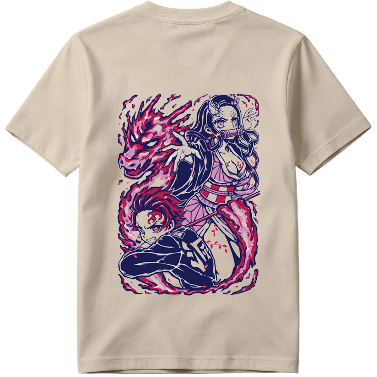 Demon Slayer: Kimetsu no Yaiba - Nezuko Kamado and Tanjiro Kamado with Flame Breathing - Tee