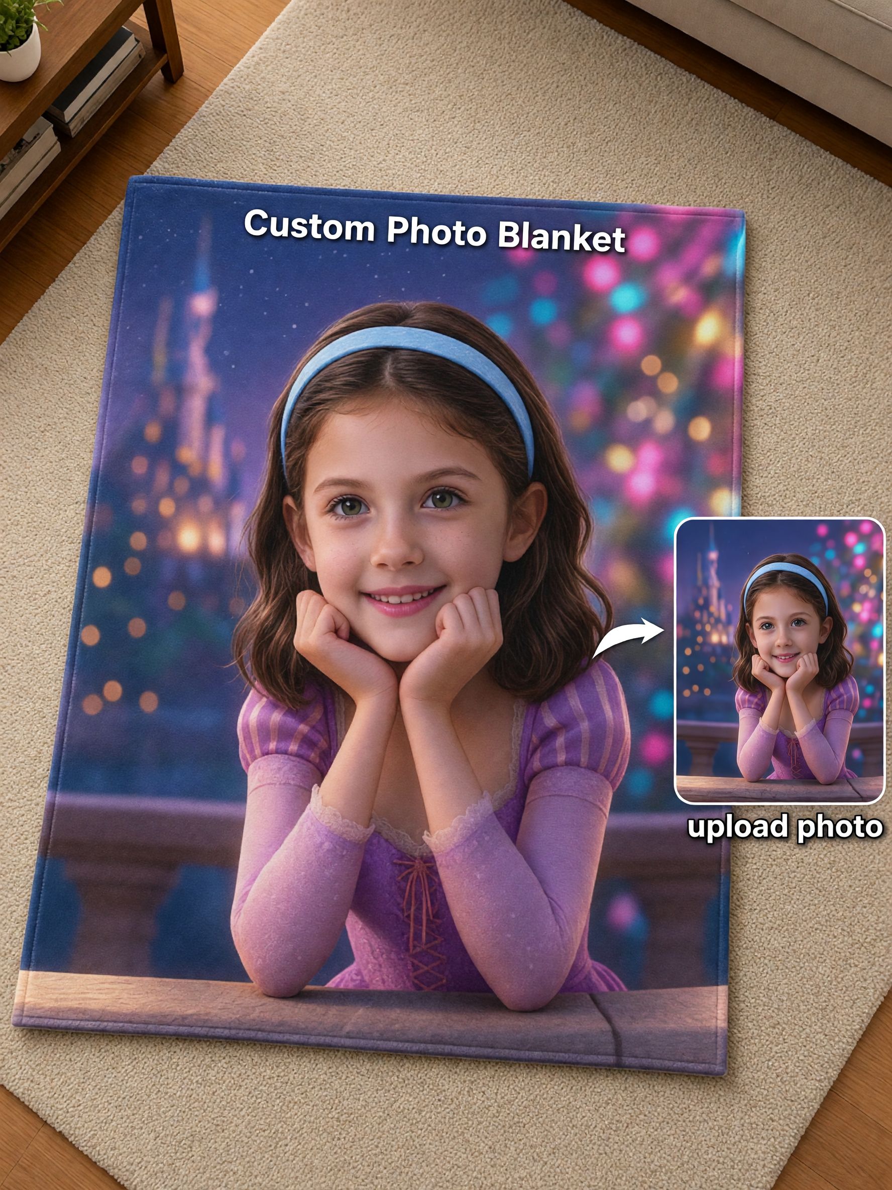 Custom Photo Face Blanket, Personalized Soft Flannel Fleece Throw, Cozy Keepsake Gift for Kids and Family