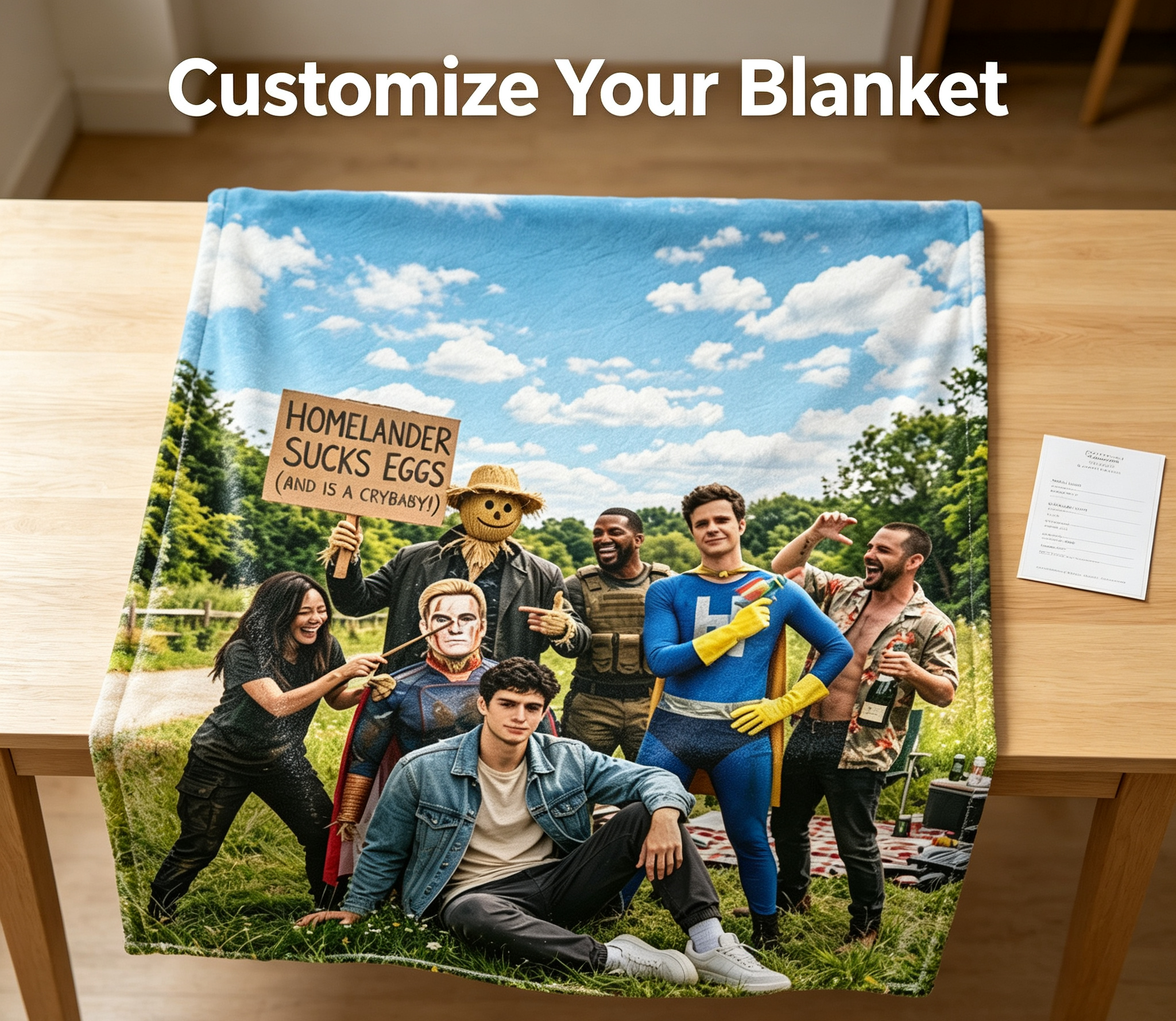 Custom Face Blanket The Boys TV Show Characters Flannel Blanket Perfect for Fans and Cosplay Enthusiasts Ideal Gift or Giveaway Item