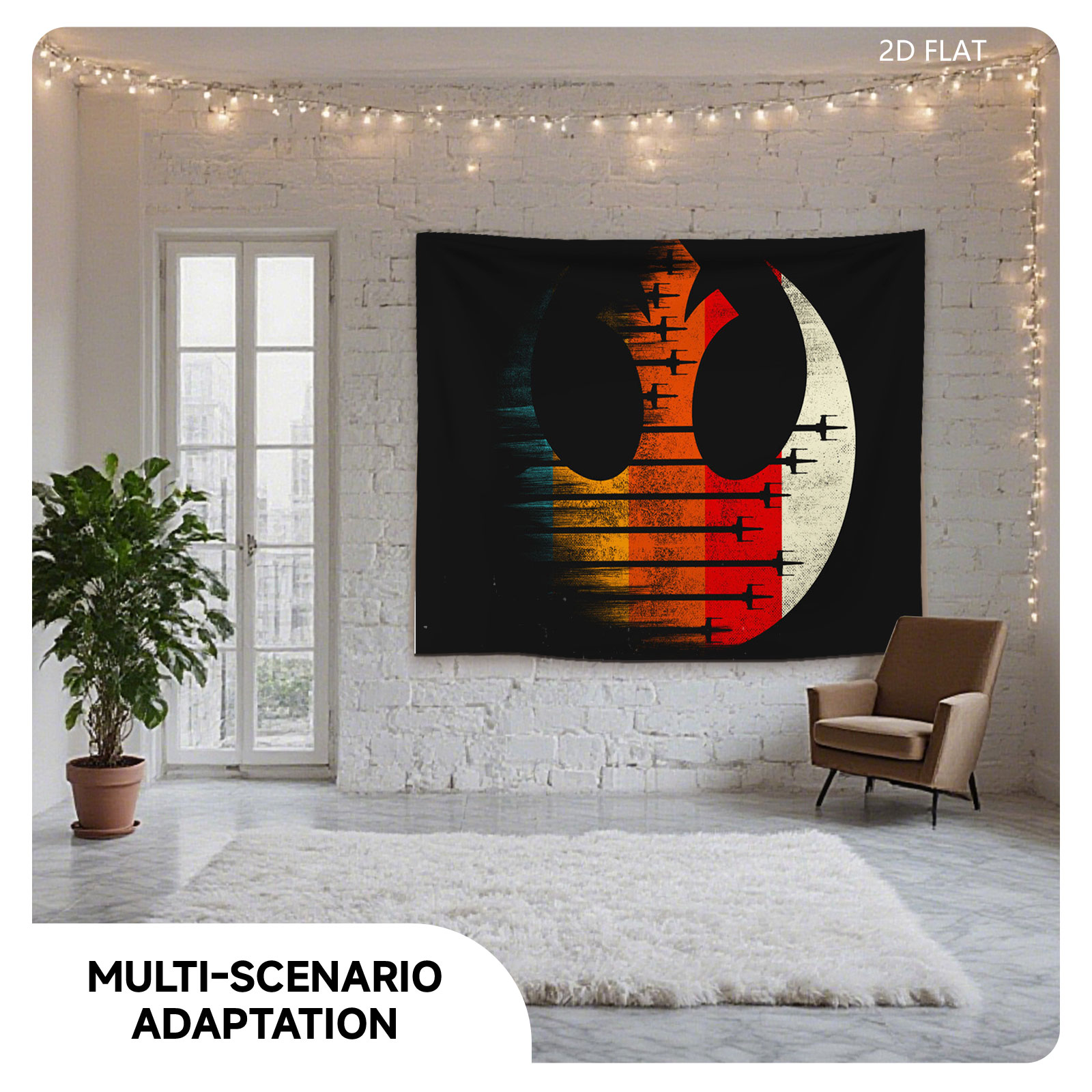 Star Wars Rebel Alliance Symbol with X-Wing Fighters and Vintage Color Gradient - Tapestry