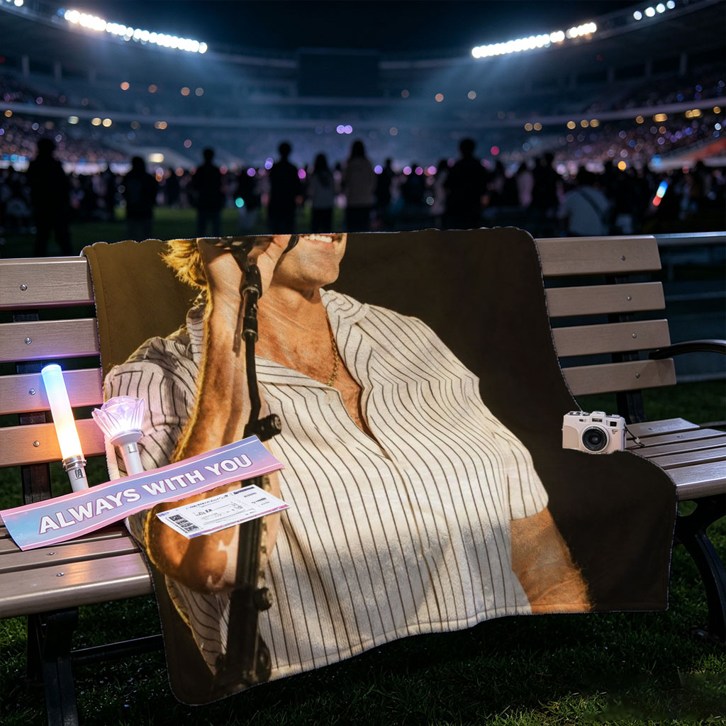 Luke Bryan Performing on Stage with Microphone and Hat - Blankets