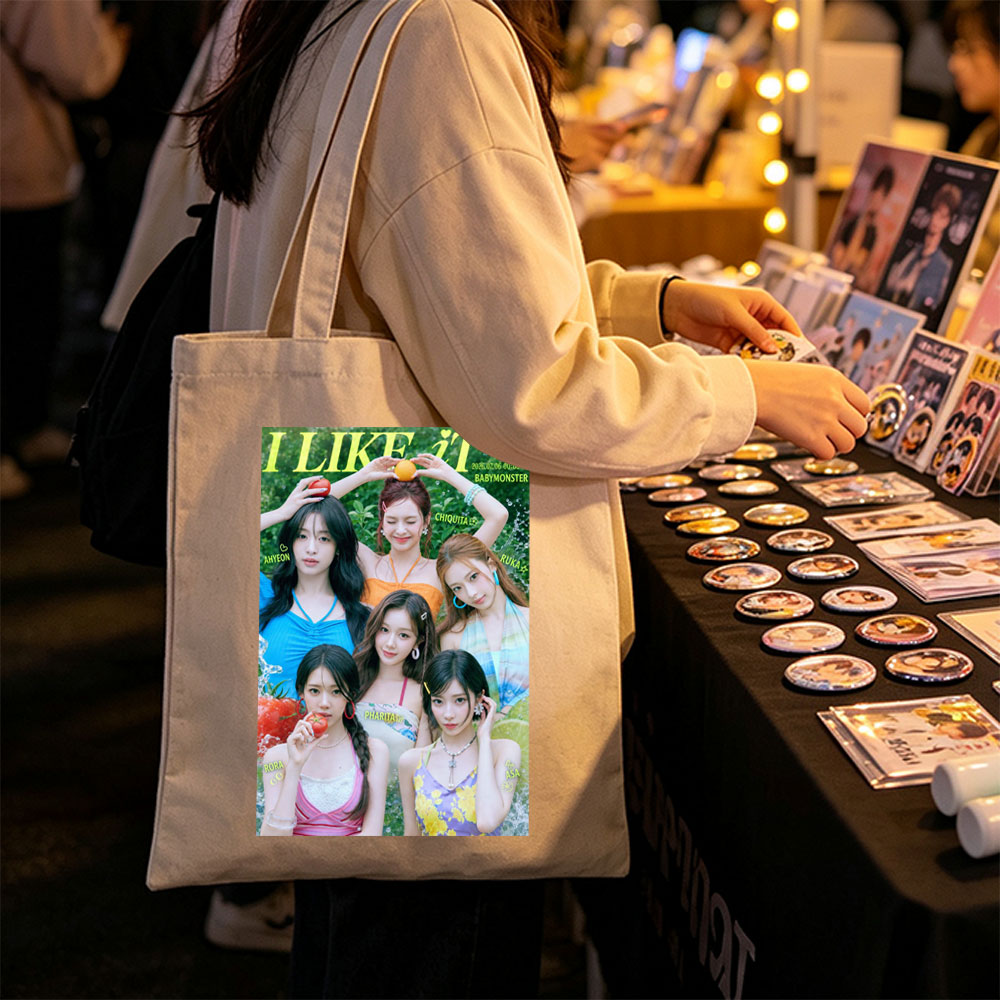 BABYMONSTER Summer Vibes in Colorful Outfits with Fruits and Nature Background - Canvas tote bags