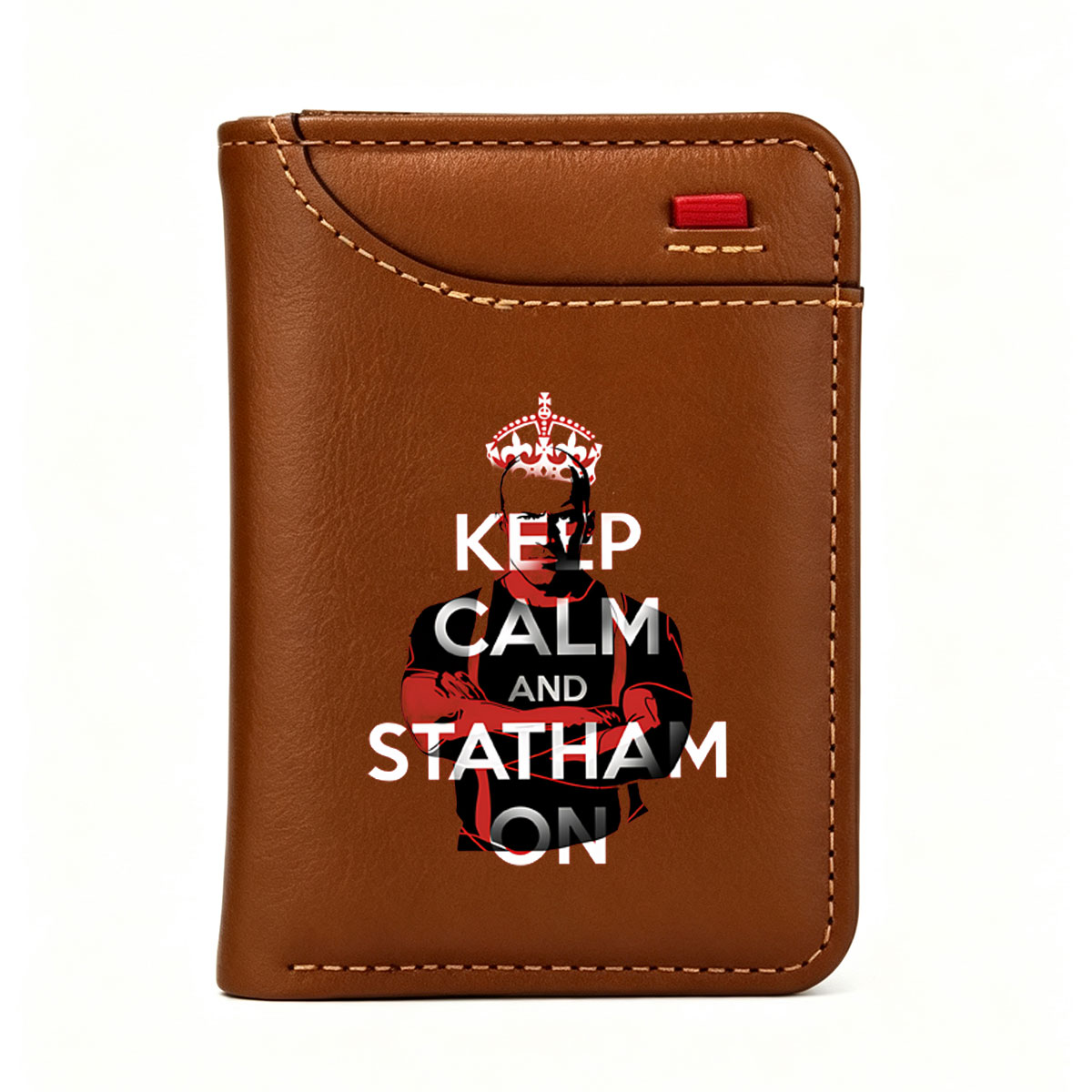 Keep Calm and Statham On: Jason Statham in Crowned Pose - Vertical Style Wallet
