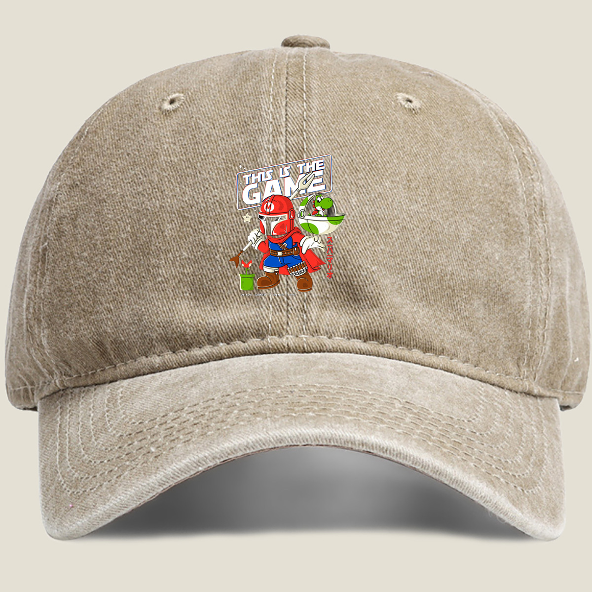 Super Mario Meets Mandalorian: This Is The Game - Washed Denim - Baseball Cap