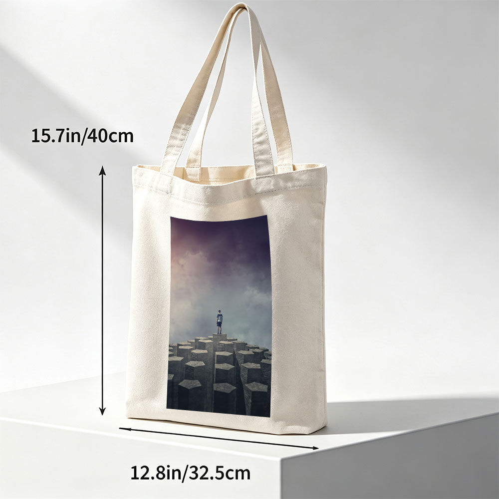 Imagine Dragons Standing on Stone Pillars Under Dramatic Sky - Canvas tote bags