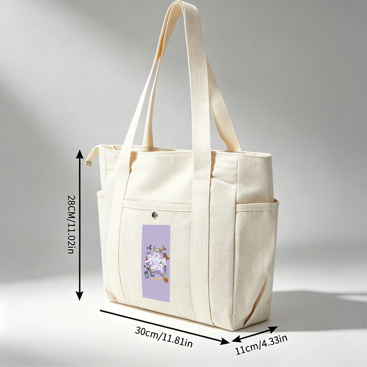 Seventeen Carat Say The Name Album Art Featuring Cats, Guitar, and Cute Icons - Multi-pocket bags
