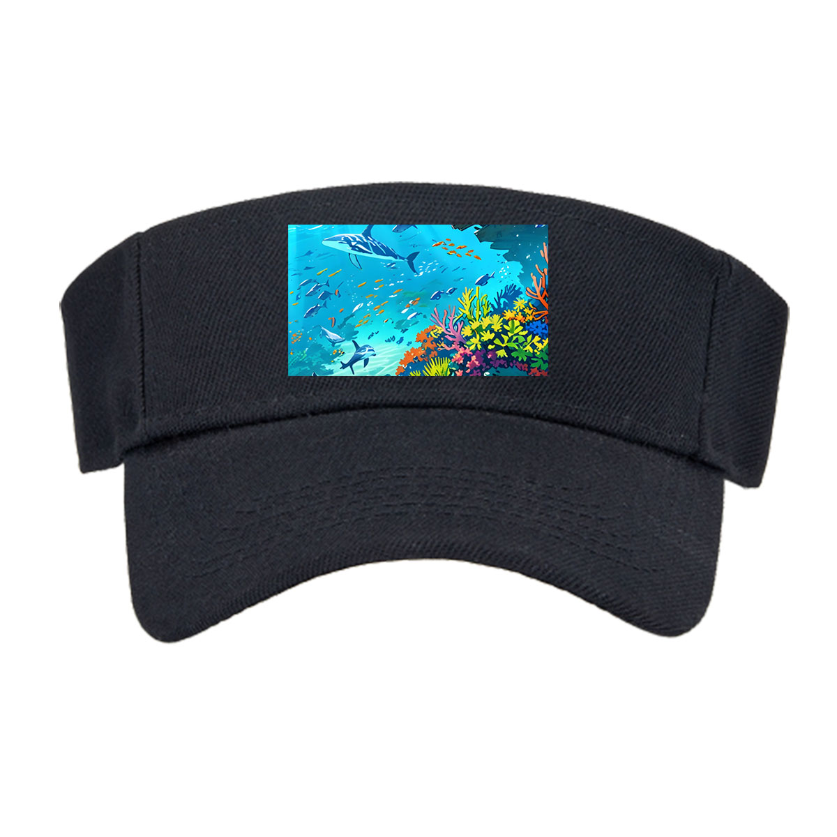 Vibrant Coral Reef with Dolphins and Tropical Fish -  Visor cap