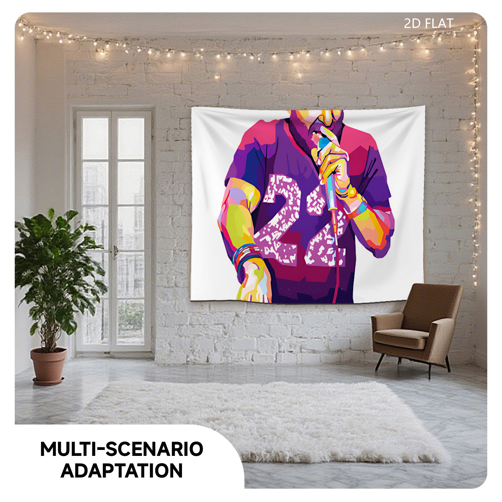 DJ with Colorful Hair and Microphone at Turntable - Tapestry