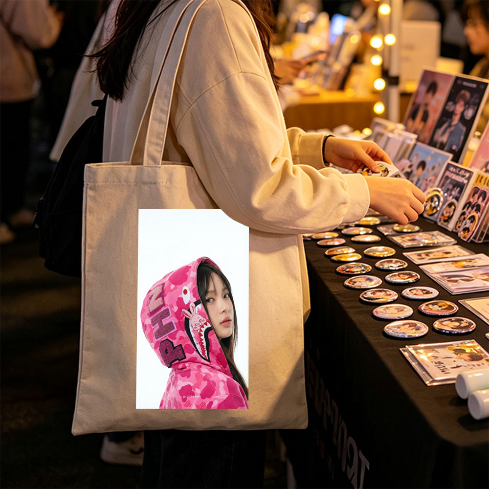 Lisa Blackpink Pink Camo Hoodie Fashion Portrait - Canvas tote bags