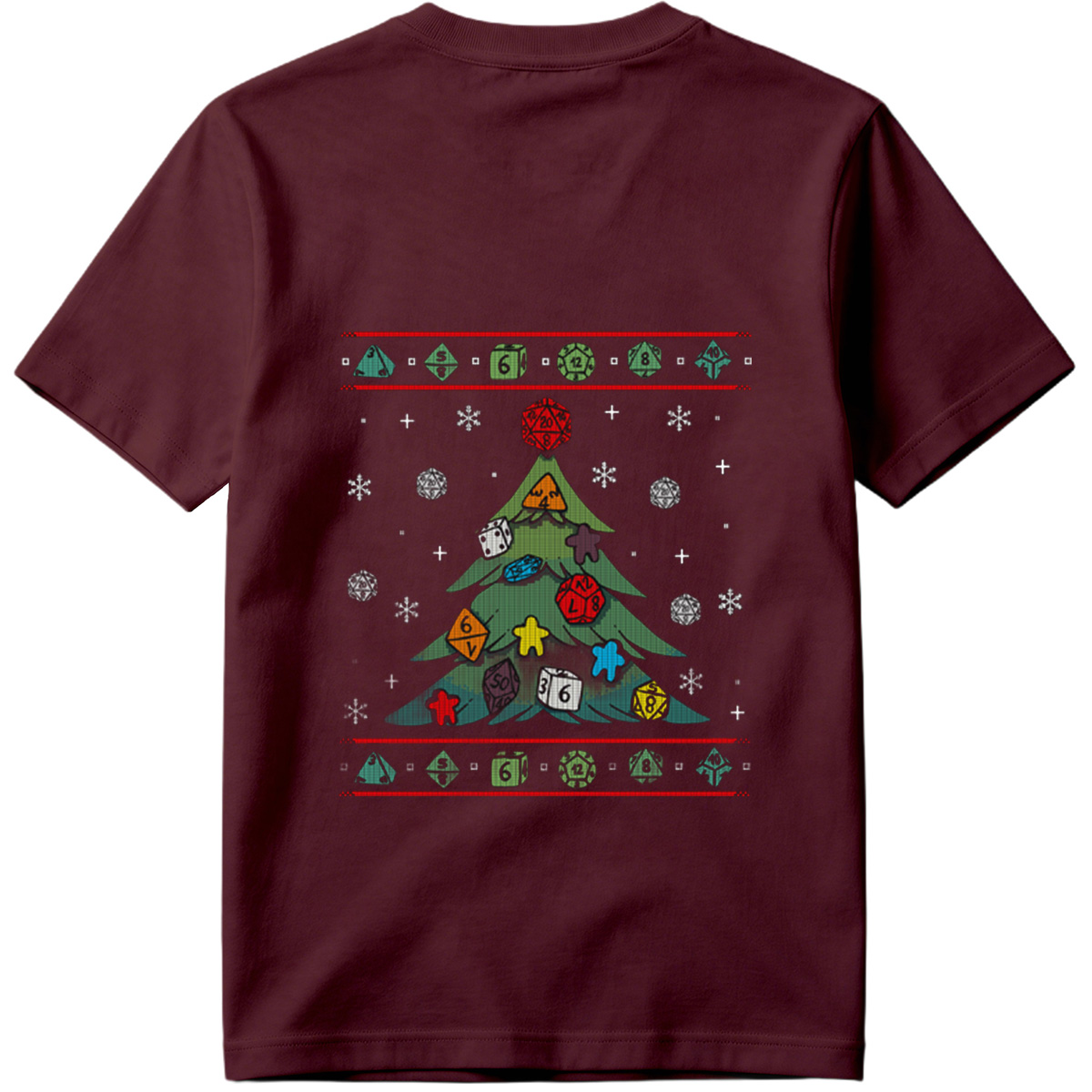 D&D Christmas Tree with Polyhedral Dice Decorations - Tee