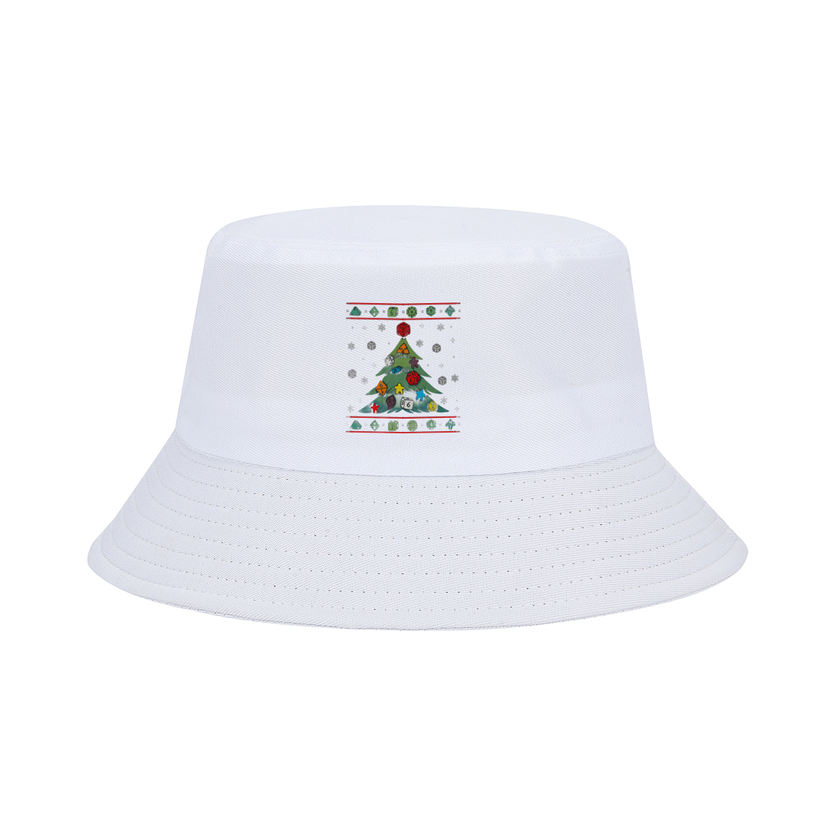 D&D Christmas Tree with Polyhedral Dice Decorations - Fisherman's Hat