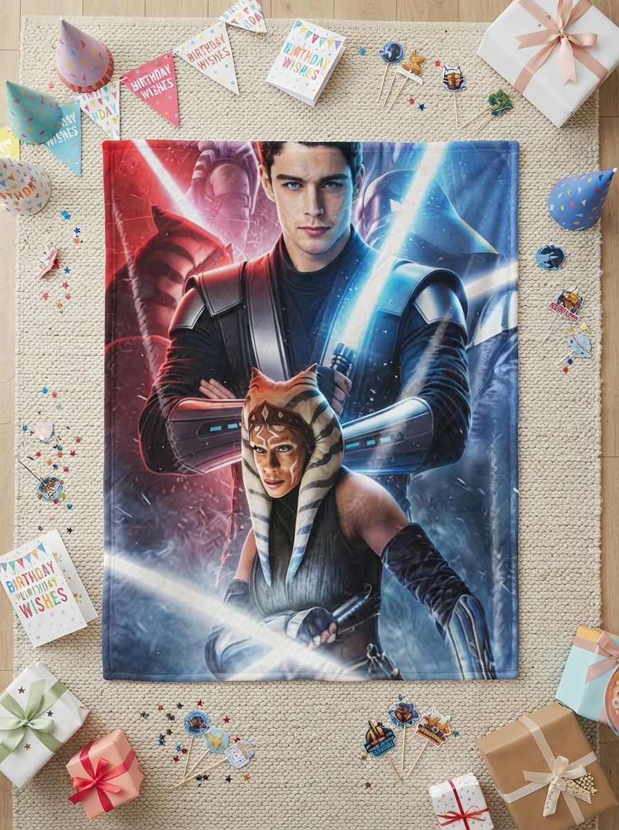 Custom Photo Face Flannel Blanket Personalized Sci-Fi Warrior Hero Throw Lightweight Anti-Pilling Cozy Bed Couch Gift
