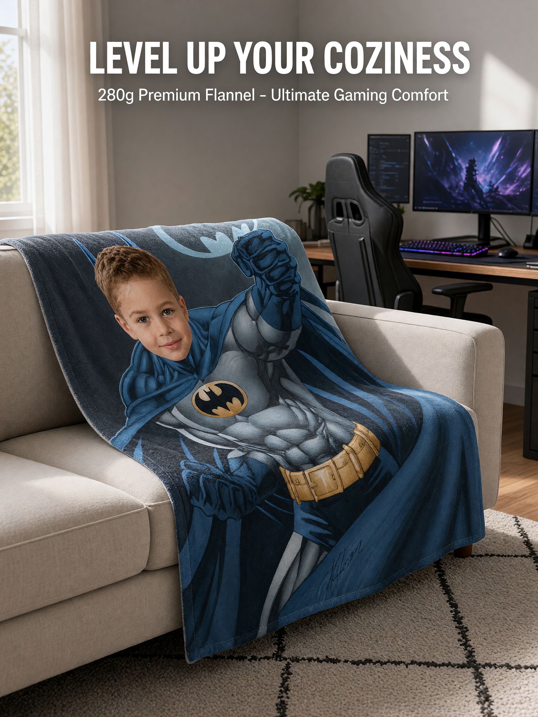 Custom Face Superhero Blanket Personalized Photo Flannel Fleece Throw Cozy Plush Bed Couch Wrap Ideal Gift