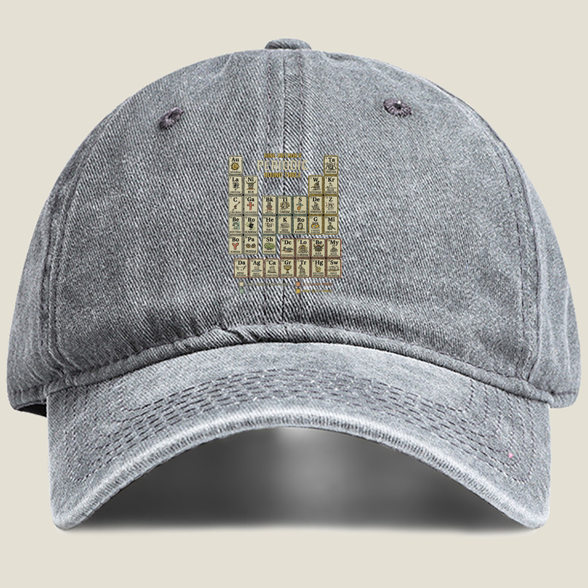King Arthur's Periodic Round Table: A Fantasy Elemental Chart - Washed Denim - Baseball Cap