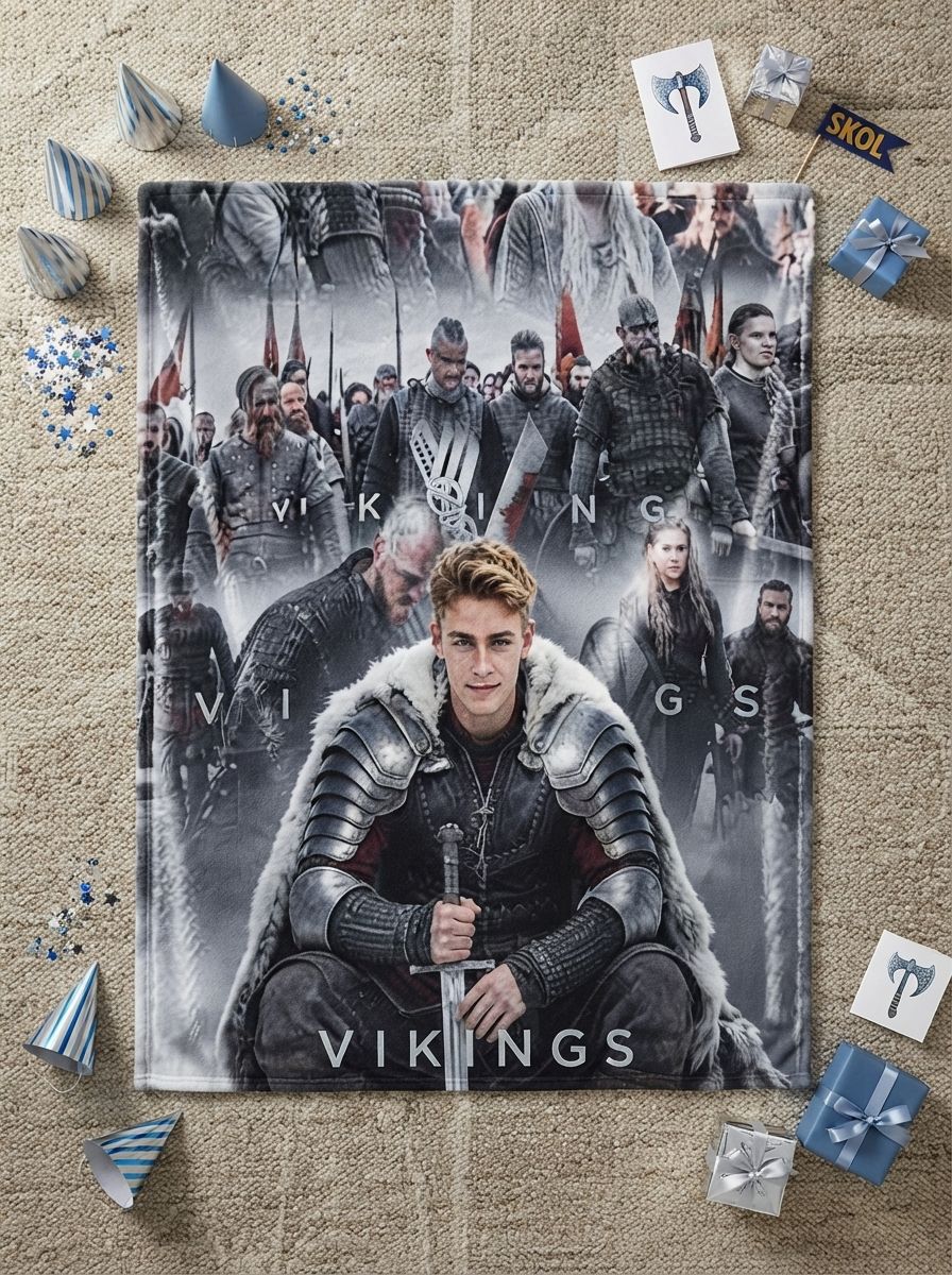 Custom Face Viking Warrior Flannel Blanket Personalized Photo Throw Ultra Soft Warm Fleece Bed Sofa Gift